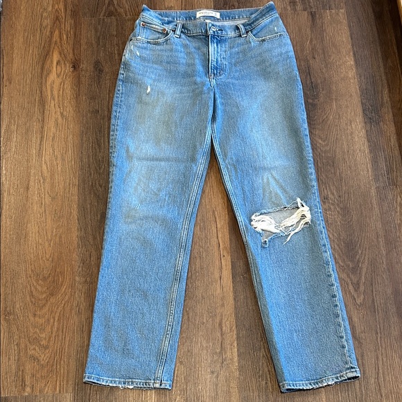Abercrombie & Fitch Light Wash Distressed Boyfriend Jeans Curve Love Sz 4 - Picture 4 of 11